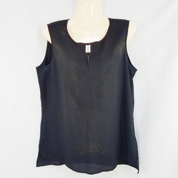 Calvin Klein Black Side Slit Sleeveless Blouse M - Picture 1 of 3
